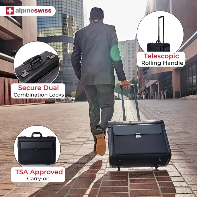 Alt view image 2 of 7 - 17" Rolling Laptop Briefcase on Wheels Attache Lawyers Case, Legal Size