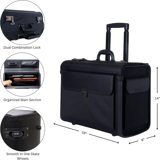 Alt view image 4 of 7 - 17" Rolling Laptop Briefcase on Wheels Attache Lawyers Case, Legal Size