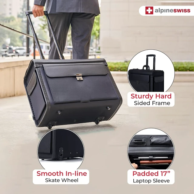 Alt view image 6 of 7 - 17" Rolling Laptop Briefcase on Wheels Attache Lawyers Case, Legal Size