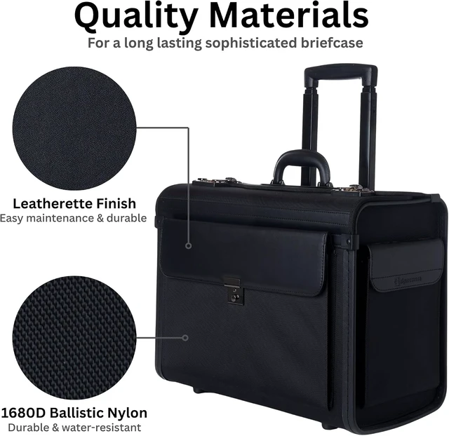 Alt view image 7 of 7 - 17" Rolling Laptop Briefcase on Wheels Attache Lawyers Case, Legal Size