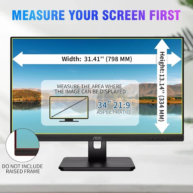 Alt view image 2 of 6 - Removable 34-Inch Computer Privacy Screen Filter for 21:9 Widescreen Monitors Anti-Glare Blue Light Eye Protection Shield