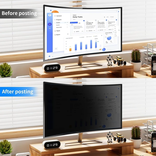 Alt view image 4 of 6 - Removable 34-Inch Computer Privacy Screen Filter for 21:9 Widescreen Monitors Anti-Glare Blue Light Eye Protection Shield