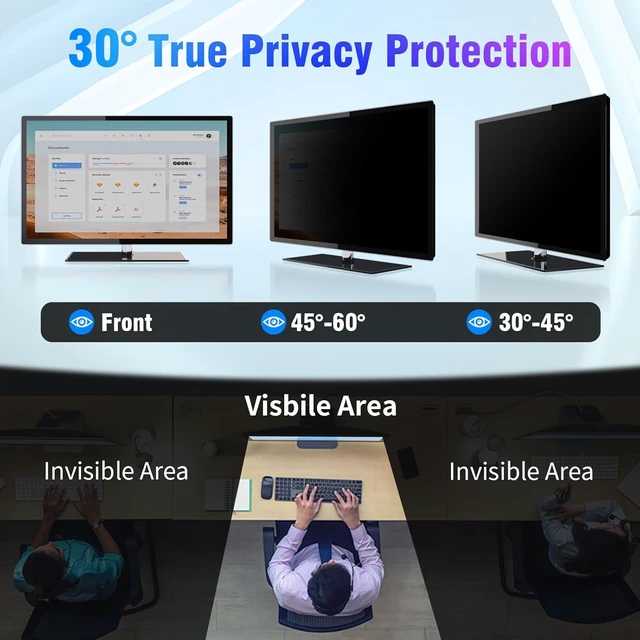 Alt view image 5 of 6 - Removable 34-Inch Computer Privacy Screen Filter for 21:9 Widescreen Monitors Anti-Glare Blue Light Eye Protection Shield
