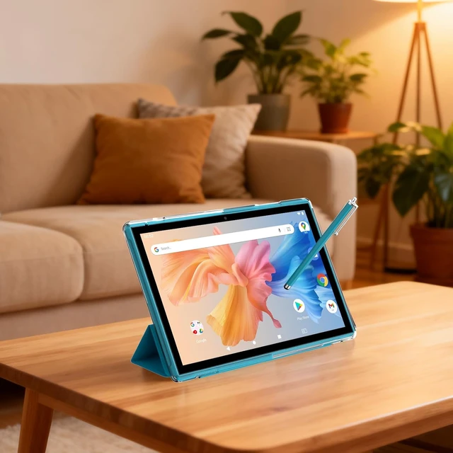 Alt view image 7 of 7 - 10.1 Inch Android 15 Tablet with Case & Stylus 8GB RAM 32GB ROM, 1TB Expandable, Dual Camera, 5G WiFi-6, 6000mAh Battery, Protective Cover