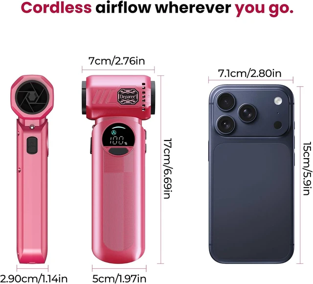 Alt view image 2 of 7 - 150000RPM Electric Compressed Air Duster Rechargeable Cordless Turbo Blower with 6 Nozzles, Adjustable Speed, LED Light & 8000mAh Battery for Keyboard, PC, Car & Home Cleaning