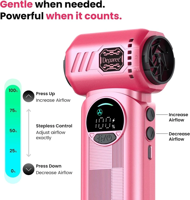 Alt view image 6 of 7 - 150000RPM Electric Compressed Air Duster Rechargeable Cordless Turbo Blower with 6 Nozzles, Adjustable Speed, LED Light & 8000mAh Battery for Keyboard, PC, Car & Home Cleaning