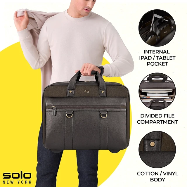 Alt view image 2 of 6 - Rolling Laptop Bag with Wheels for Travel Wheeled Briefcase for Women & Men (MacDougal, Espresso)