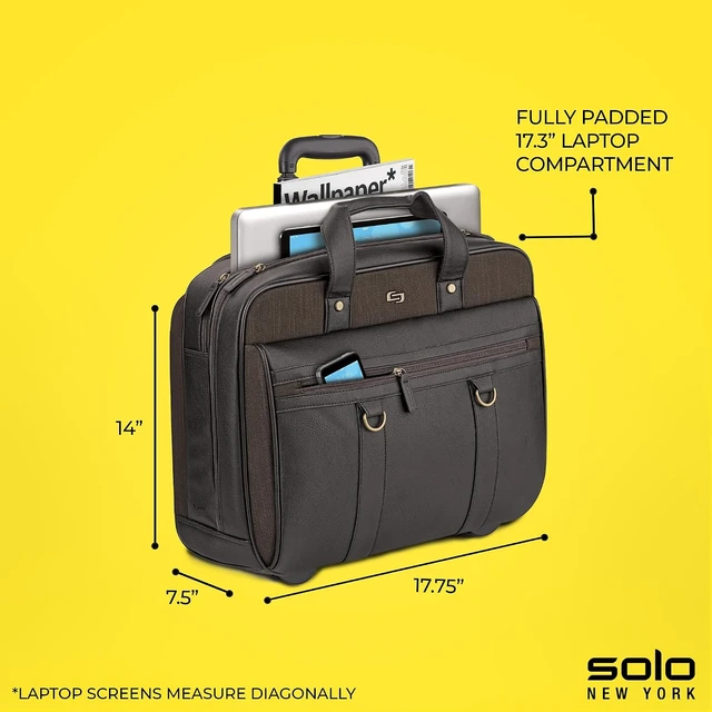 Alt view image 3 of 6 - Rolling Laptop Bag with Wheels for Travel Wheeled Briefcase for Women & Men (MacDougal, Espresso)
