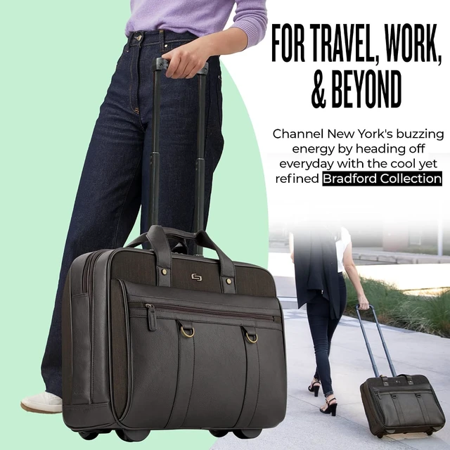 Alt view image 4 of 6 - Rolling Laptop Bag with Wheels for Travel Wheeled Briefcase for Women & Men (MacDougal, Espresso)