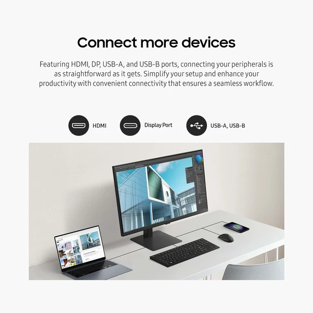 Alt view image 7 of 7 - ViewFinity S8 (S80D) 32" 4K UHD Computer Monitor HDR10, HDMI/DisplayPort/USB-A Ports, Height Adjustable Stand, LS32D806EANXGO, 2024, 3Yr Warranty