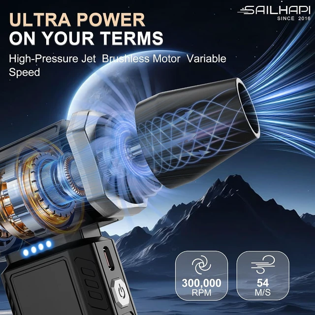 Alt view image 2 of 7 - Powerful Rechargeable Air Duster Turbo Fan Blower, Barber Gifts