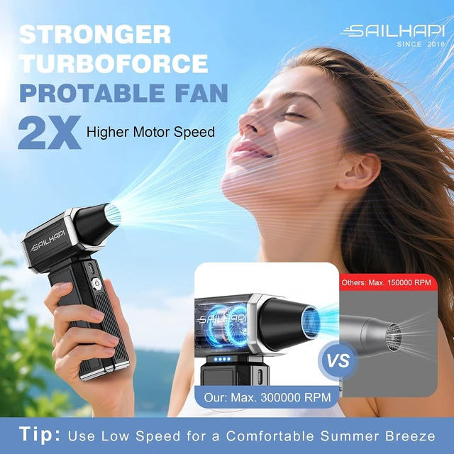 Alt view image 3 of 7 - Powerful Rechargeable Air Duster Turbo Fan Blower, Barber Gifts