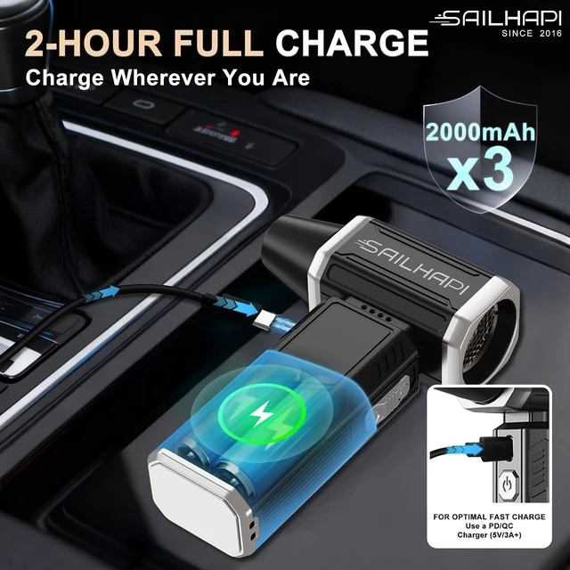 Alt view image 5 of 7 - Powerful Rechargeable Air Duster Turbo Fan Blower, Barber Gifts
