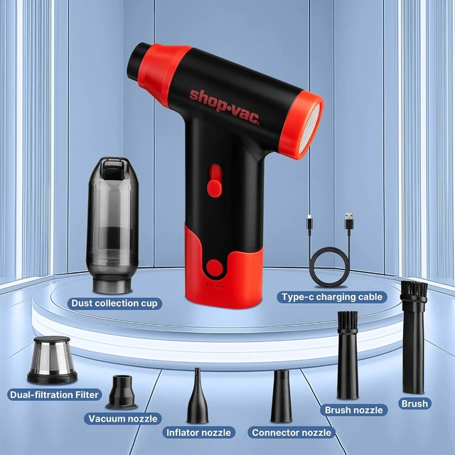 Alt view image 4 of 7 - 110000RPM Cordless Air Blower 4-in-1 Electric Air Duster & Vacuum