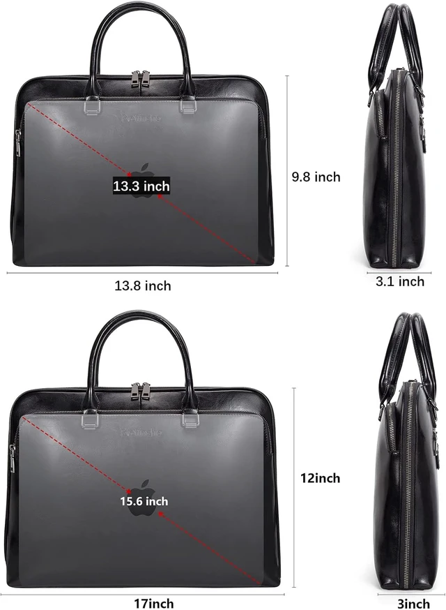 Alt view image 4 of 7 - Genuine Leather Laptop Messenger Shoulder Bag Work Briefcase Satchel for 13.3-15.6 Inch Laptops, Designer Handbag