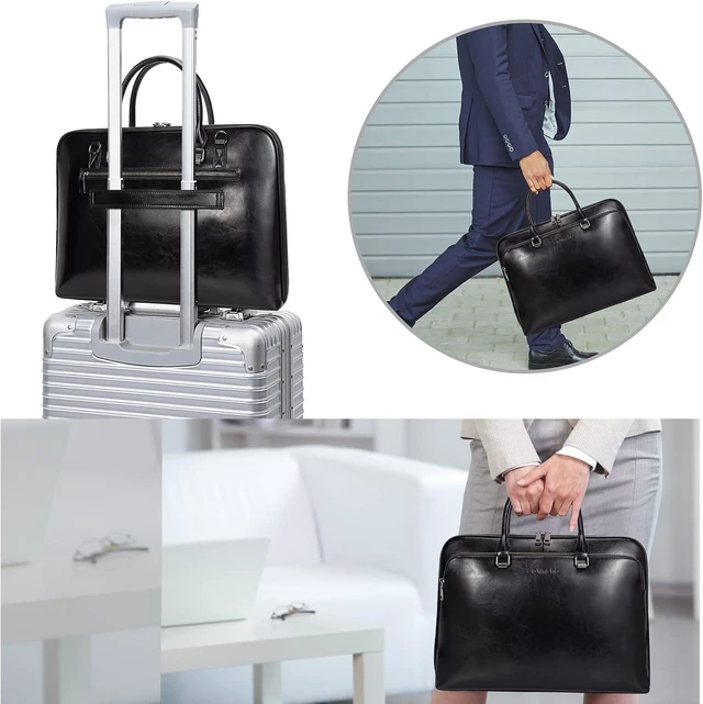 Alt view image 6 of 7 - Genuine Leather Laptop Messenger Shoulder Bag Work Briefcase Satchel for 13.3-15.6 Inch Laptops, Designer Handbag
