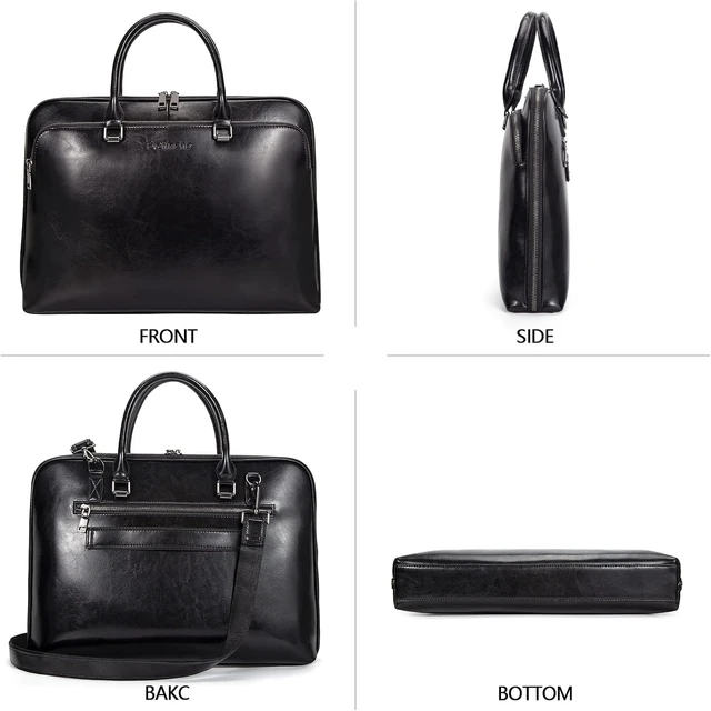 Alt view image 7 of 7 - Genuine Leather Laptop Messenger Shoulder Bag Work Briefcase Satchel for 13.3-15.6 Inch Laptops, Designer Handbag