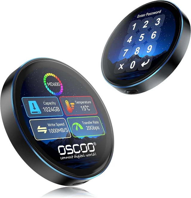 Main image of 1TB Encrypted Touchscreen External SSD Up to 2000MB/s Hard Drive