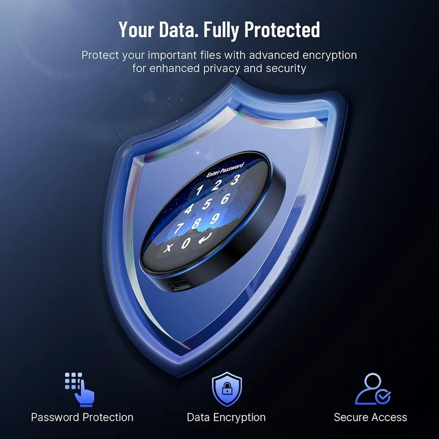 Alt view image 3 of 7 - 1TB Encrypted Touchscreen External SSD Up to 2000MB/s Hard Drive