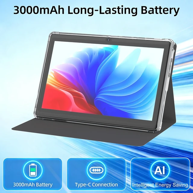 Alt view image 5 of 6 - 7-Inch Android 14 Tablet 8GB RAM(3+5GB Expand) + 32GB ROM, HD Touchscreen, Dual 2MP Cameras, 3000mAh Battery, with Case (Black)