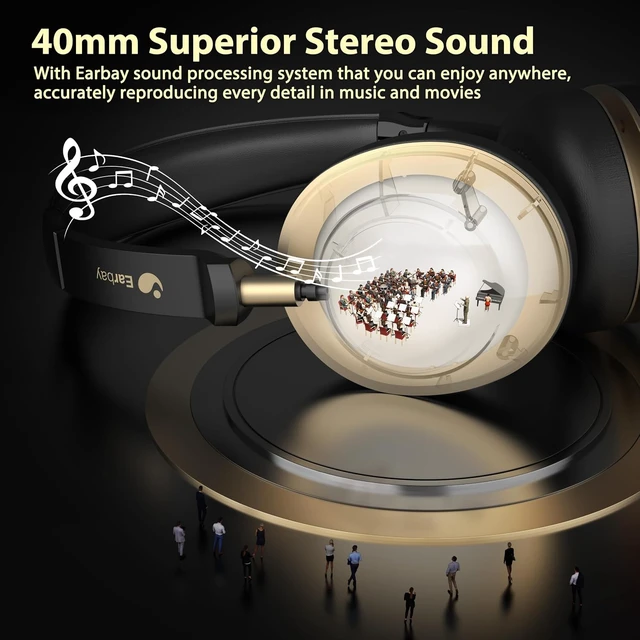 Alt view image 4 of 7 - Bluetooth 5.3 Wireless Headset with USB Dongle & Noise-Canceling Mic 50Hrs Playtime, Charge Dock, Mic Mute, for PC/Laptop/Phone/Teams/Zoom