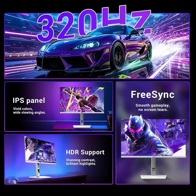 Alt view image 5 of 7 - 27-Inch White Gaming Monitor 320Hz WQHD (2560 x 1440) IPS, HDR10