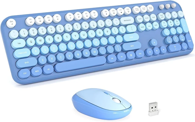 Main image of Blue-Gradient Wireless Keyboard & Mouse Combo Full-Size Plug-and-Play, 104-Key Round Keycaps, USB 2.4G Colorful Keyboard for Windows/Laptop/Mac/Desktop/PC