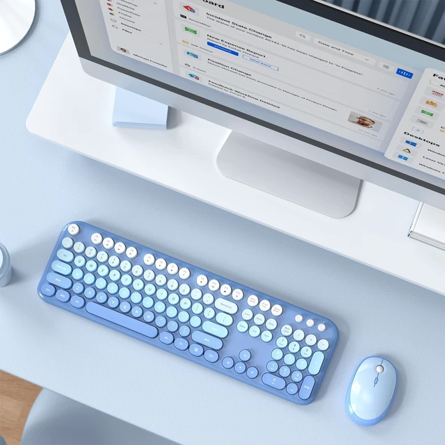 Alt view image 7 of 7 - Blue-Gradient Wireless Keyboard & Mouse Combo Full-Size Plug-and-Play, 104-Key Round Keycaps, USB 2.4G Colorful Keyboard for Windows/Laptop/Mac/Desktop/PC