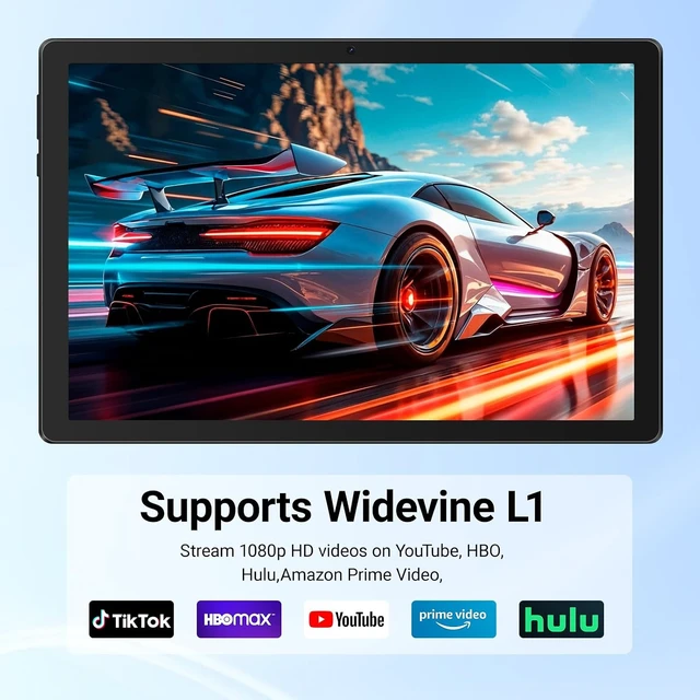 Alt view image 3 of 7 - 10.1" Android 16 Tablet 20GB RAM, 64GB ROM, 1TB Expand, 6000mAh Battery, Dual 5MP+8MP Cameras, 1280x800 IPS HD Touchscreen, Widevine L1, Wi-Fi 6 BT 5.4 GMS, Face Unlock