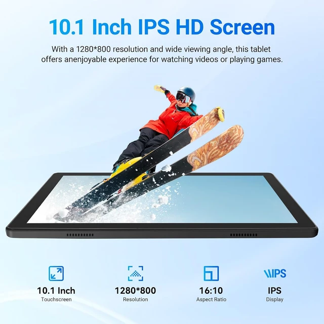 Alt view image 5 of 7 - 10.1" Android 16 Tablet 20GB RAM, 64GB ROM, 1TB Expand, 6000mAh Battery, Dual 5MP+8MP Cameras, 1280x800 IPS HD Touchscreen, Widevine L1, Wi-Fi 6 BT 5.4 GMS, Face Unlock