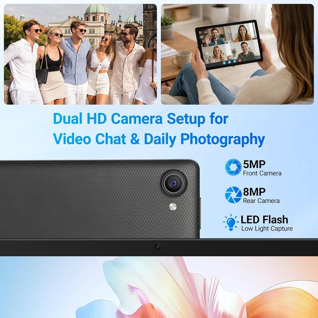 Alt view image 6 of 7 - 10.1" Android 16 Tablet 20GB RAM, 64GB ROM, 1TB Expand, 6000mAh Battery, Dual 5MP+8MP Cameras, 1280x800 IPS HD Touchscreen, Widevine L1, Wi-Fi 6 BT 5.4 GMS, Face Unlock
