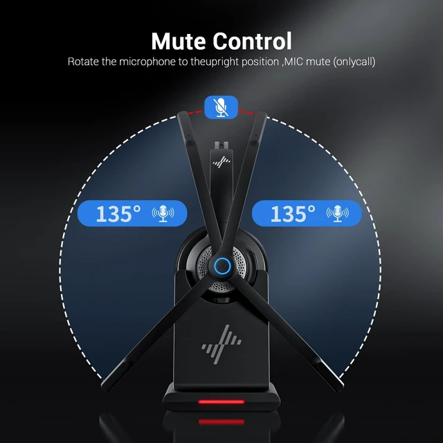 Alt view image 3 of 7 - Bluetooth 5.2 Wireless Headset with Mic for Work Advanced Noise-Reduction Microphone, Clear Calls, Comfortable On-Ear, for PC, Laptop, Phone, Android, Zoom, Office