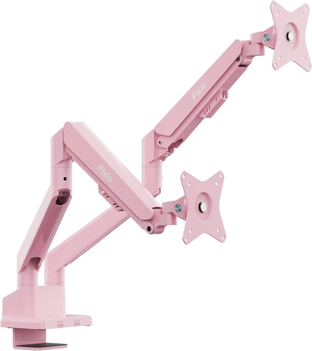 Main image of PS1D Wave Pink Dual Monitor Arm Desk Mount Fits up to 32" Monitors & 19.8lbs, VESA Compatible, Integrated Cable Management