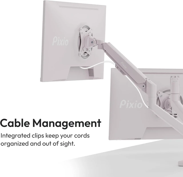 Alt view image 5 of 7 - PS1D Wave Pink Dual Monitor Arm Desk Mount Fits up to 32" Monitors & 19.8lbs, VESA Compatible, Integrated Cable Management