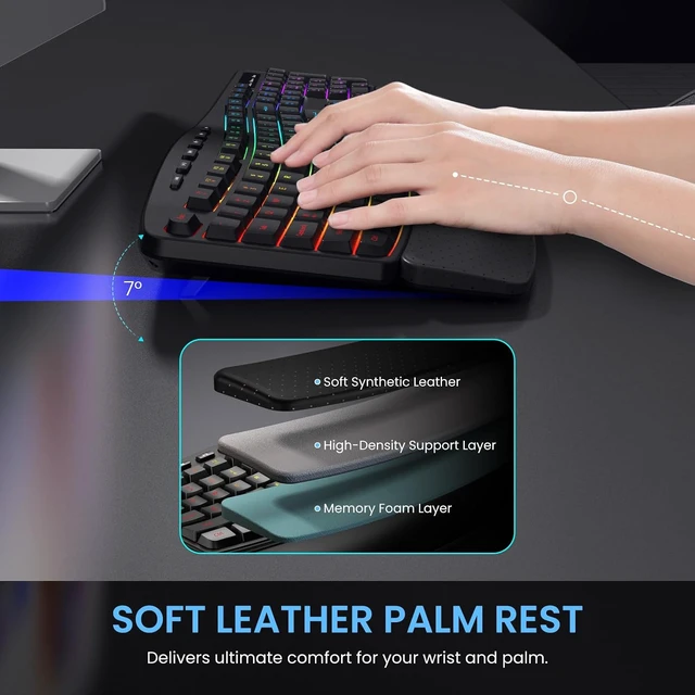 Alt view image 5 of 7 - RGB Wireless Keyboard & Mouse Combo Ergonomic Wave Design, Silent Rechargeable