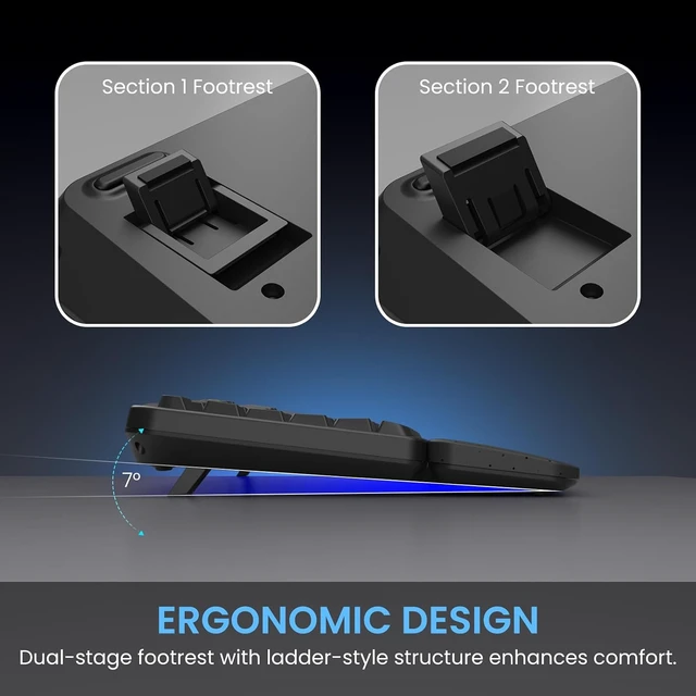 Alt view image 7 of 7 - RGB Wireless Keyboard & Mouse Combo Ergonomic Wave Design, Silent Rechargeable