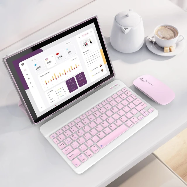 Alt view image 2 of 6 - 10.1-Inch Android 16.0 Tablet 20GB RAM(4+16 Expand)+128GB ROM, 6000mAh Battery, 2+8MP Dual Camera, 1280*800 IPS HD Touchscreen, with Keyboard+Mouse+Case+Stylus (Pink)