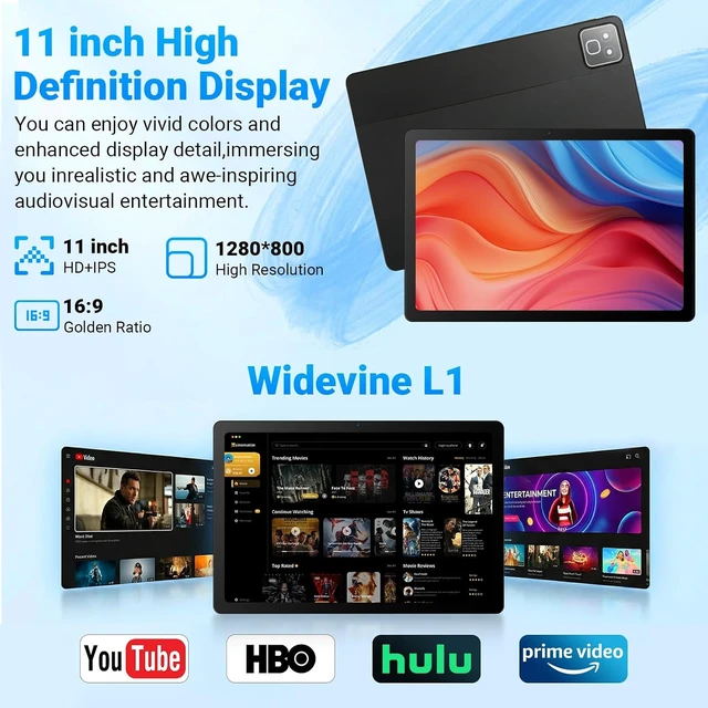 Alt view image 4 of 7 - 11-Inch 2-in-1 Android 16 Tablet with Keyboard, Mouse, Pen & Case 30GB RAM, 128GB + 1TB Expandable, 7800mAh Battery, HD Widevine L1 Screen, Dual Cameras, Face Unlock, WiFi 6 BT 5.4 Bundle
