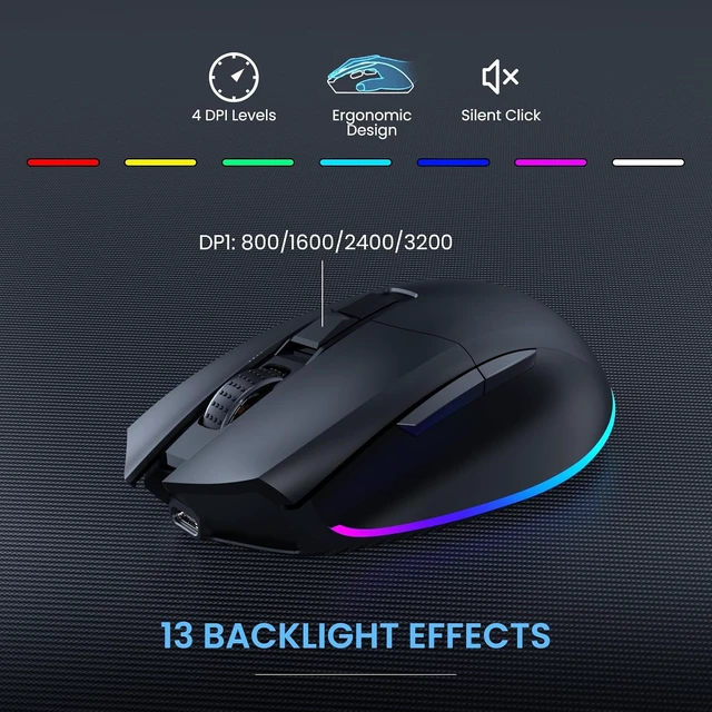 Alt view image 6 of 7 - RGB Wireless Keyboard & Mouse Combo Ergonomic Wave Design, Silent Rechargeable