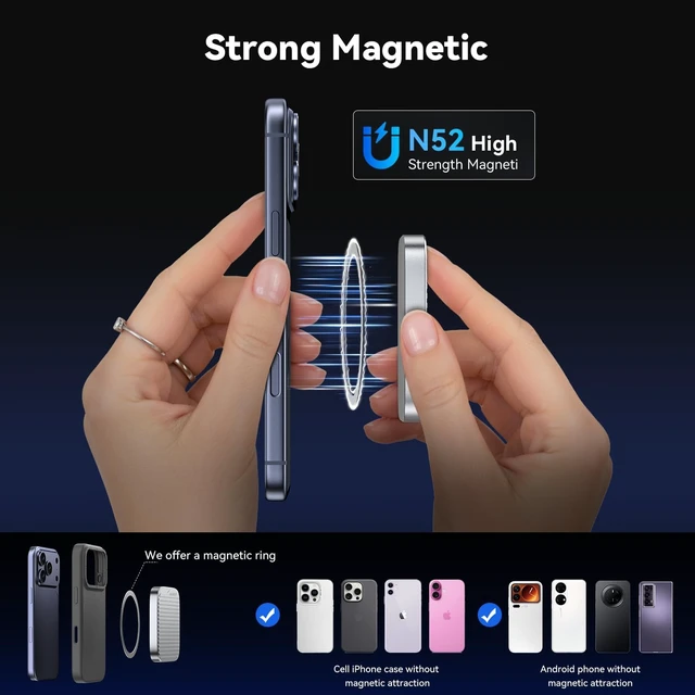 Alt view image 3 of 7 - 960GB Magnetic Portable External SSD USB 3.2 Gen 2x2, Up to 2000MB/s, 4K 120fps ProRes HDR Recording, Metal USB-C Drive for iPhone 16 Pro Max, Smartphone, Tablet, Laptop