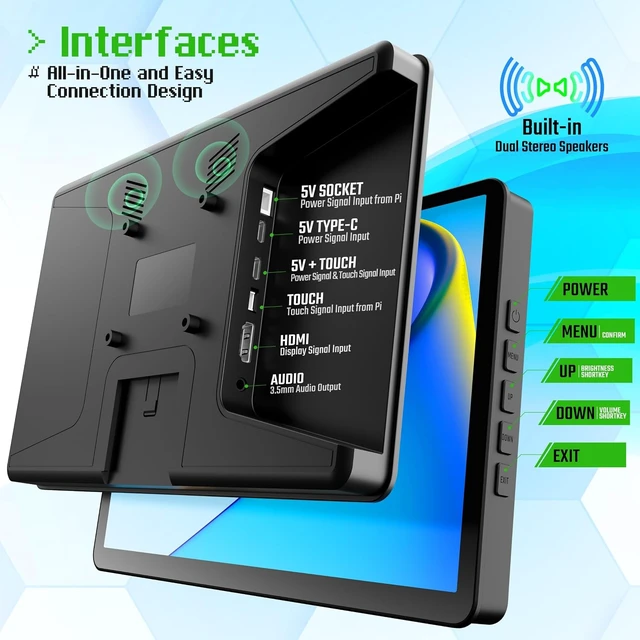 Alt view image 2 of 7 - 10.1-Inch Small Touchscreen Monitor for Raspberry Pi & Home Assistant