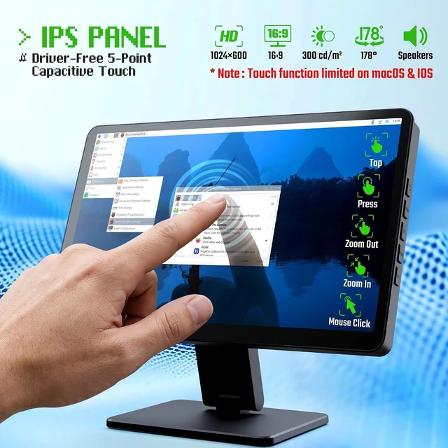 Alt view image 3 of 7 - 10.1-Inch Small Touchscreen Monitor for Raspberry Pi & Home Assistant