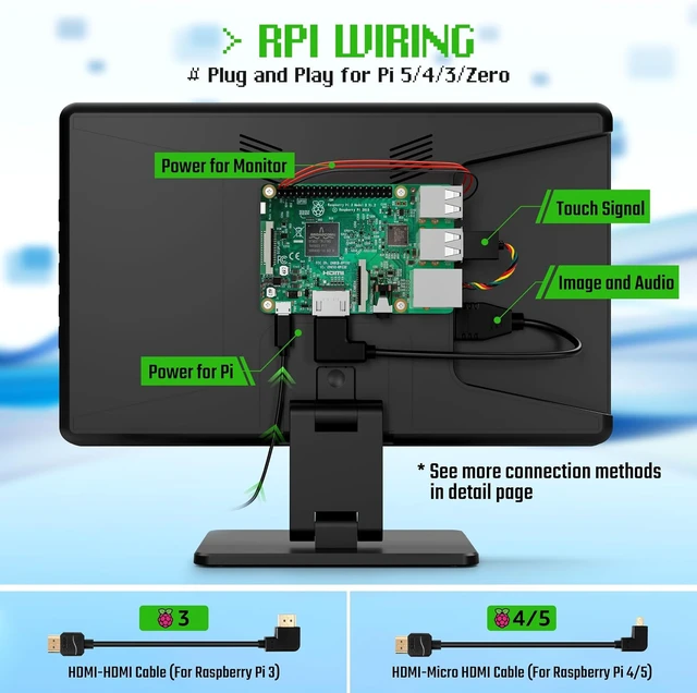 Alt view image 4 of 7 - 10.1-Inch Small Touchscreen Monitor for Raspberry Pi & Home Assistant
