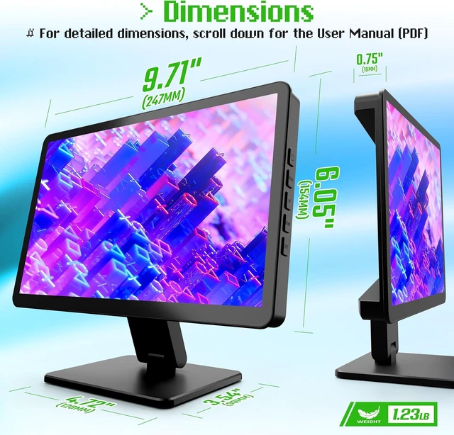 Alt view image 7 of 7 - 10.1-Inch Small Touchscreen Monitor for Raspberry Pi & Home Assistant