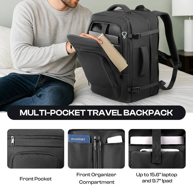 Alt view image 3 of 7 - Expandable 1-7 Day Travel Backpack TSA Approved Carry-On
