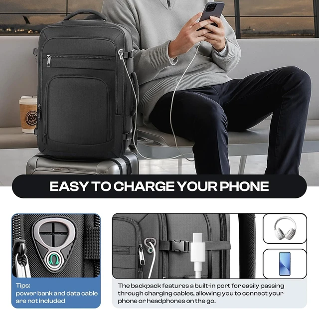 Alt view image 4 of 7 - Expandable 1-7 Day Travel Backpack TSA Approved Carry-On