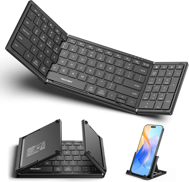 Main image of Foldable Wireless Bluetooth Keyboard Rechargeable Full-Size Travel Keyboard with Number Pad, Connect 3 Devices, for iPad/Tablet/Smartphone/Laptop/PC/iOS/Android