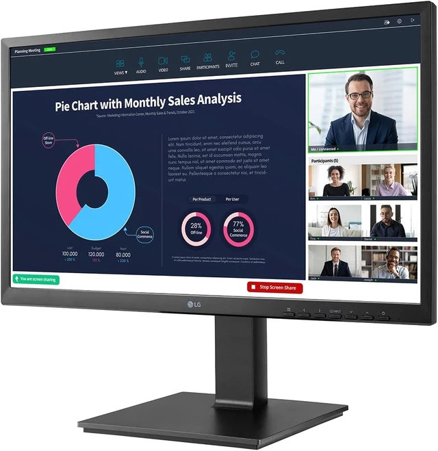 Alt view image 3 of 7 - 24BP75CP-B 24-Inch Professional PC Monitor IPS FHD (1920x1080), 75Hz 5ms GtG, Multi-Setting Stand, Speakers, 2MP Webcam, Built-in Mic, USB-C (65W)