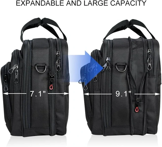 Alt view image 2 of 6 - Expandable 17.3" Laptop Briefcase Business Work Bag (Black)