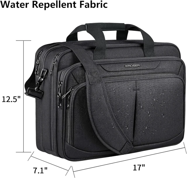 Alt view image 3 of 6 - Expandable 17.3" Laptop Briefcase Business Work Bag (Black)